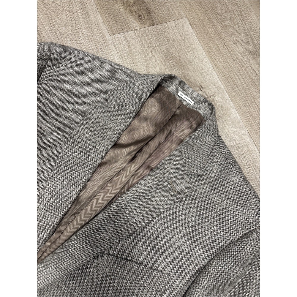 Joseph Abboud Heritage 46L Guabello Hopsack Wool Linen Sport Coat Gray Olive